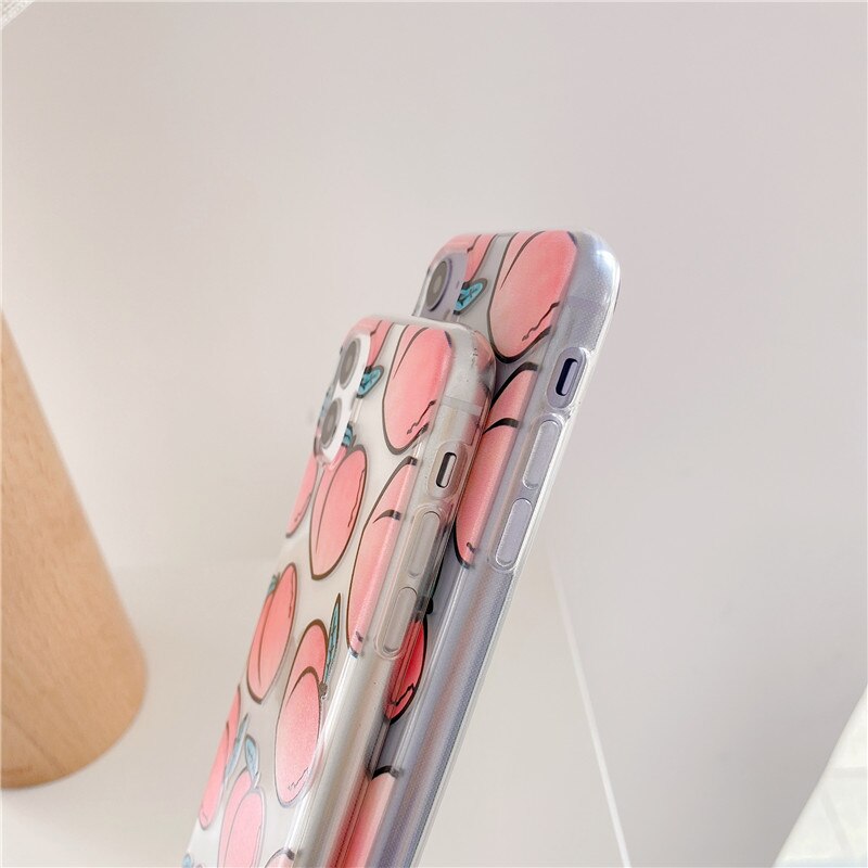 Cute Peach Phone Case For Xiaomi Redmi Note 10 9 8 Pro Note 7 8t 9s 9 lite 9t A3 Back Cover Summer Transparent Soft Capa