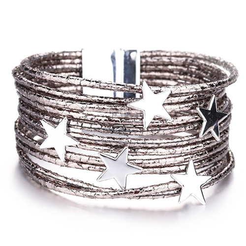 Flashbuy Star Leather Bracelet for Women Simple Multi-layer Magnetic Charms Bangles Party Jewelry: 1