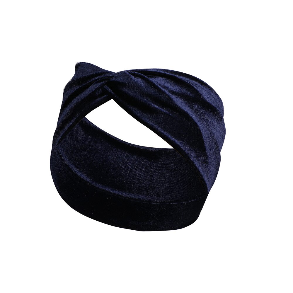 Bandeau en velours doré, couleur unie brillante, nœud croisé polyvalent, accessoires de cheveux pour femmes, Turban large pour dames: DBU