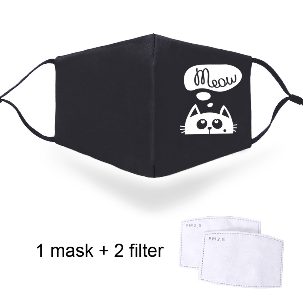 Máscaras de dibujos animados de con estampado Kawaii antipolvo para hombre y mujer, máscaras gruesas reutilizables y resistentes al viento de gran: 1003001