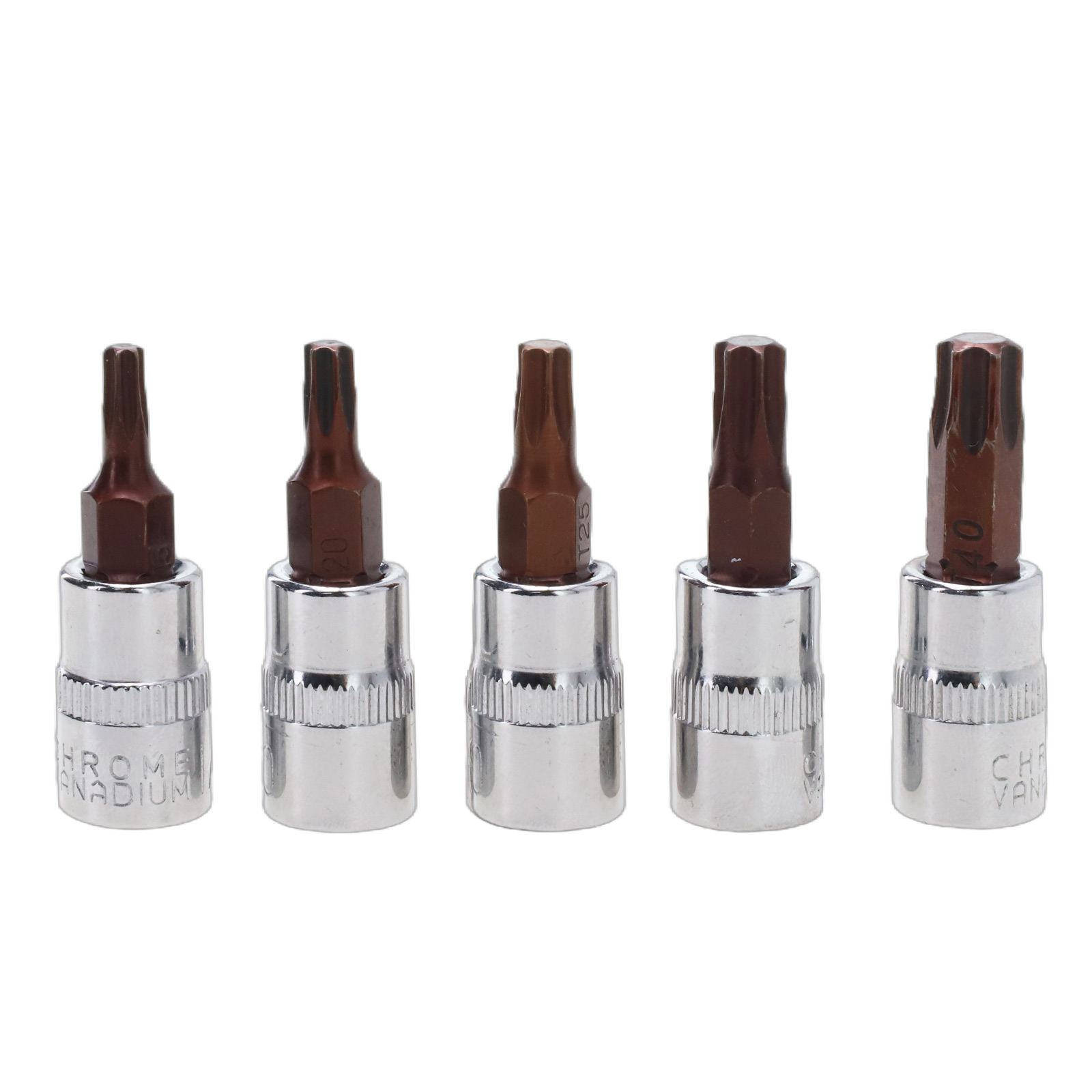 5 Stuks Torx Schroevendraaier Bits 1/4 Inch Drive Socket Head Gereedschap T15 T20 T25 T30 T40 Dopsleutel Adapter handgereedschap: Default Title