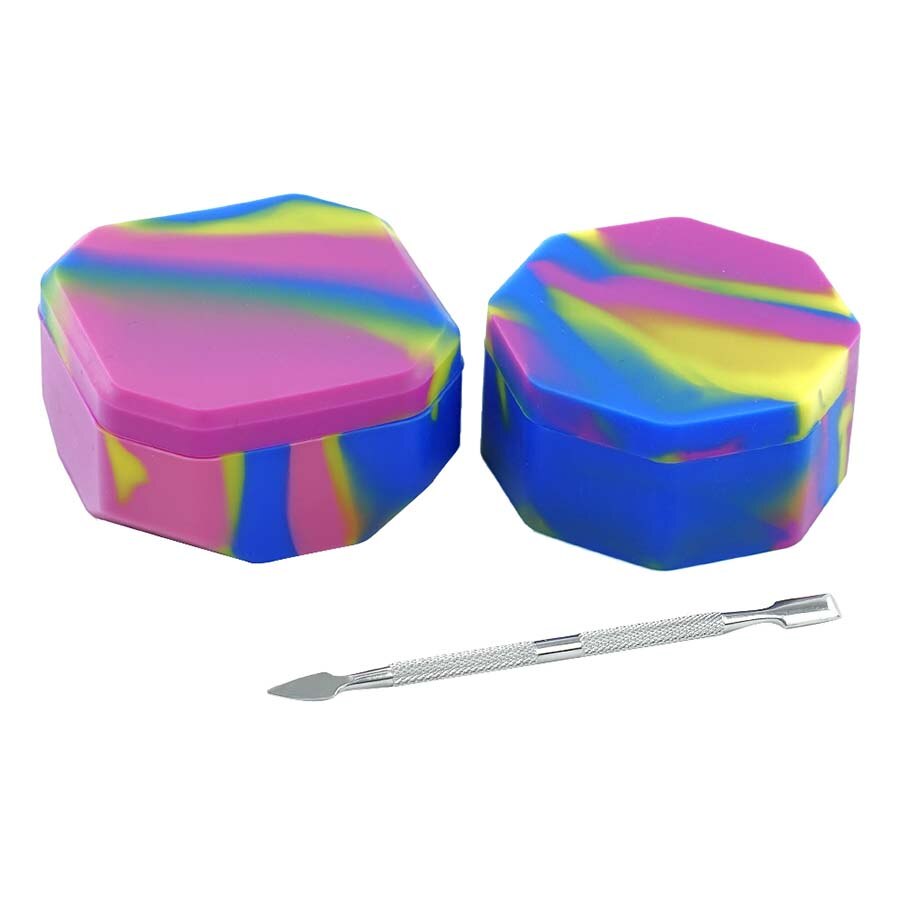 One set large 129 ml+ 97 ml Silicone Container Jar Oil Wax Non Stick Silicone Jar+Container Holder 1: purple blue yellow