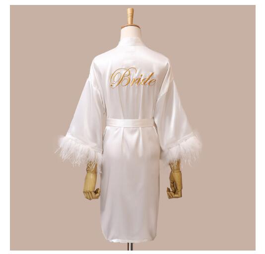 Vrouwen Veer Bruid Bruidsmeisje Robe Satijn Kimono Badjas Toga Nachtkleding Borduurwerk Brief Nachtjapon Lingerie: XL / Blauw