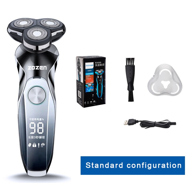 Electric Razor zozen Electric Shaver Rechargeable Shaving Machine for Men Beard Razor Wet-Dry Dual Use Water Proof Fast Charging: ZN3013-1