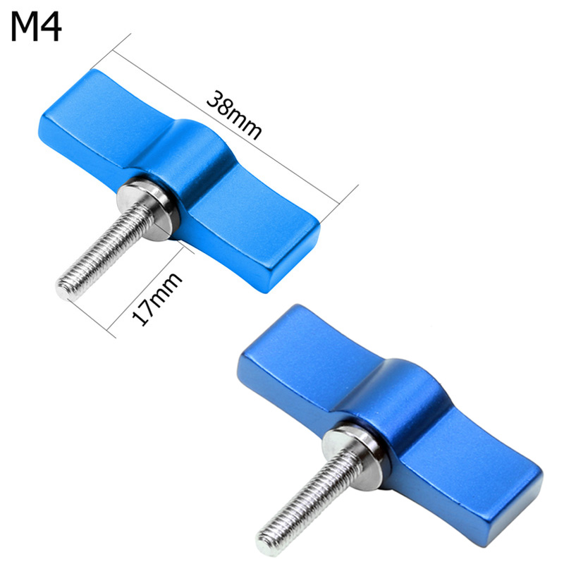 Adjustable T Shape Screw Handle Set 4/5/6mm Rail Rod Slider Clamp Locking Screw Wrench Clamp Adapter Photography Accessories: 2pcs M4x17 Blue