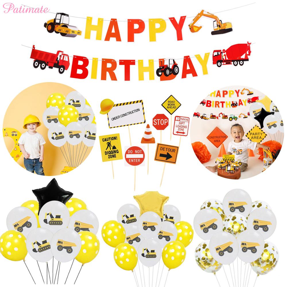 Bouw Party Techniek Auto 'S Verjaardagsfeestje Decoratie Gelukkige Verjaardag Party Decor Baby Douche Gele Vrachtwagen Ballonnen Cars
