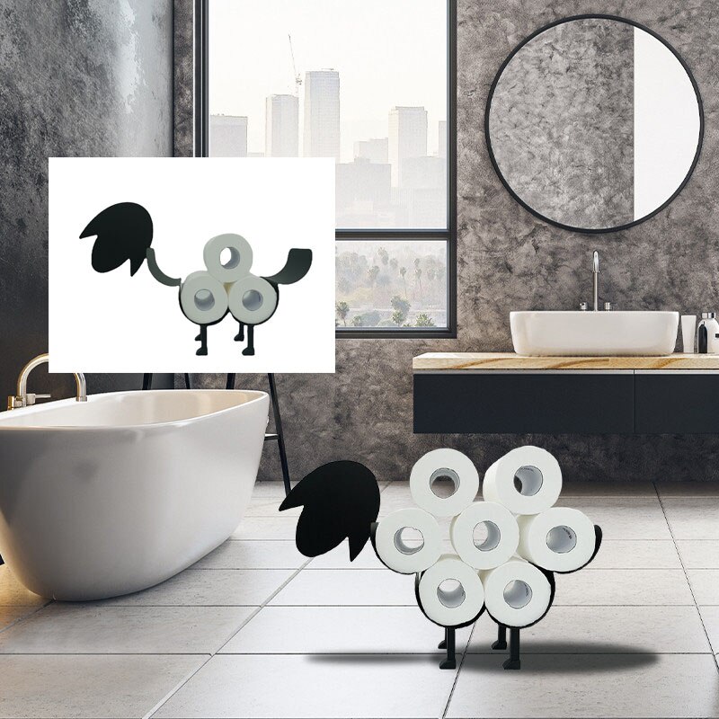 Toilet Paper Roll Holder Bathroom Wall Mounted Loo Rolls Storage Metal Rack Mount Hold up 7 Rolls Novelty Sheep Holder: 003