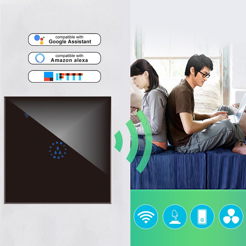 UK/EU Wifi Boiler Switch Smart Touch Panel Remote Control Voice Timer Water Heater Switches with Alexa Google Home