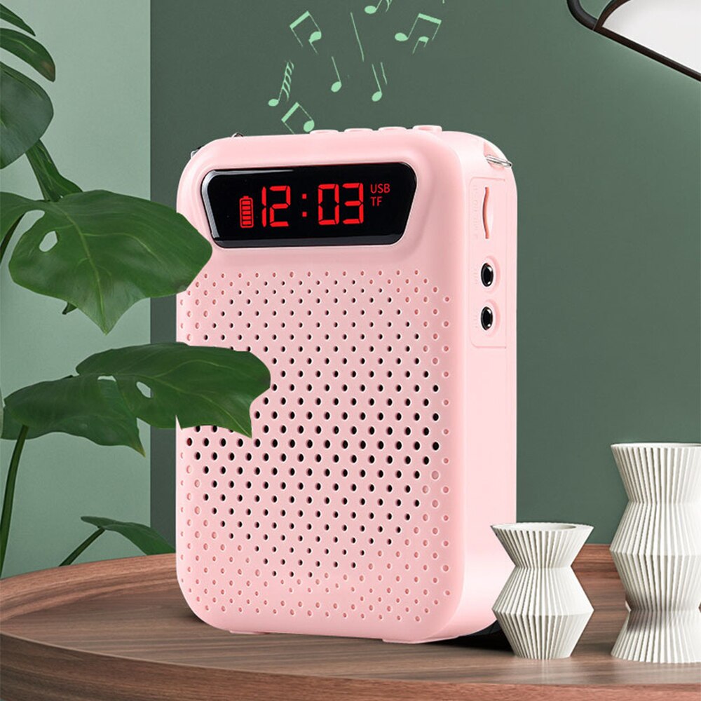 Teaching Bluetooth Card Speaker Amplifier Stall Night Market Bazaar Wireless Headset Teacher Amplifier Singing Opera Machine: Pink