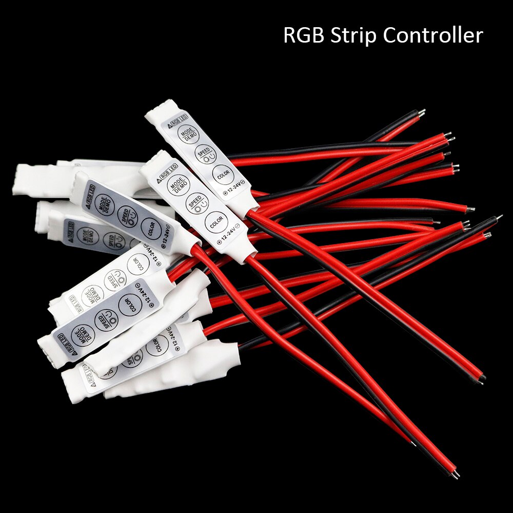 10PCS/Lot LED Controller DC12V Mini 3 Keys Single Color RGB Led Strip Light Dimmer Controller for 5050 3528 Strip Lamps JQ