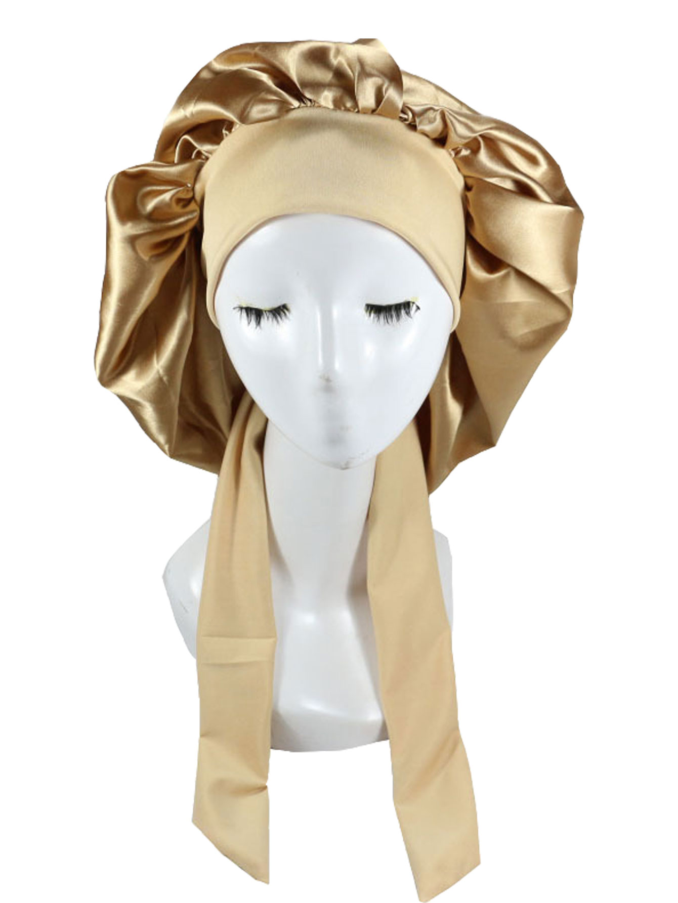 Silk Bonnet for Sleeping Women Satin Bonnet Hair Bonnet night sleep cap scarf wrap for curly hair With Tie Band for Curly Gi: Khaki Light