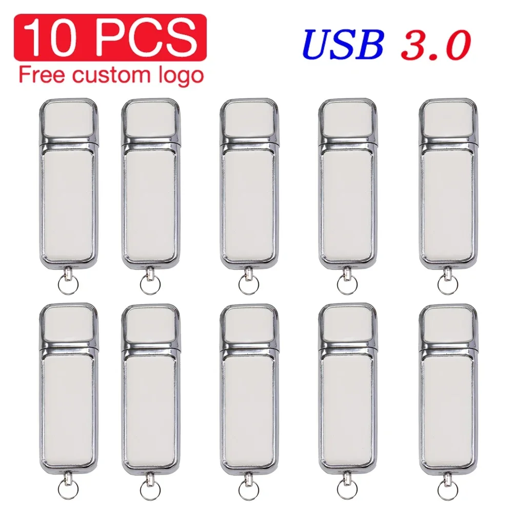 USB3.0 10 PCS LOT USB 3.0 Flash Drive 128GB Free Custom Logo Pen Drive 64GB Paper Box USB Stick Color Printing Leather Pendrive: black / 16 GB