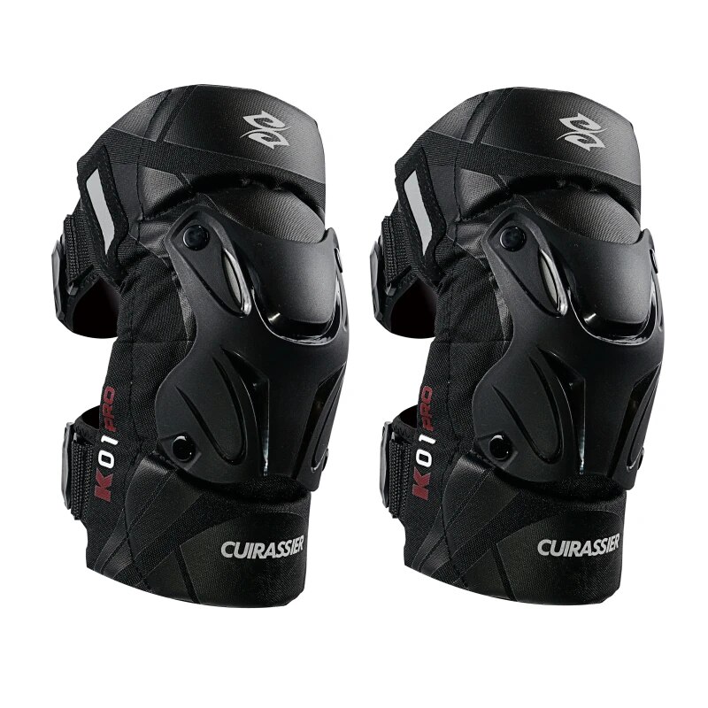CUIRASSIER Schutz-Motorrad-Knieschoner, Motorrad-Knieschoner, MX-Schutz, verstellbar, Renngeschützer, Schutz, Nacht, reflektierend: Schwarz
