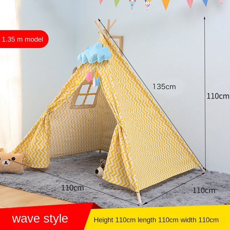 Tipi tent for kids Play-Tent Teepee House Wigwam Room Children's Tent Game-House Triangle Teepee Canvas Sleeping Dome 135cm: Wave tent