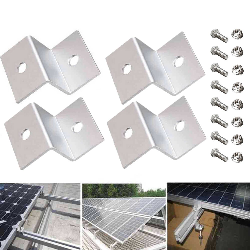 Soportes de Panel Solar duraderos en forma de Z, 2 orificios con Hardware, conjunto de soporte de montaje de aleación de aluminio, accesorios para RV, 4 Uds.
