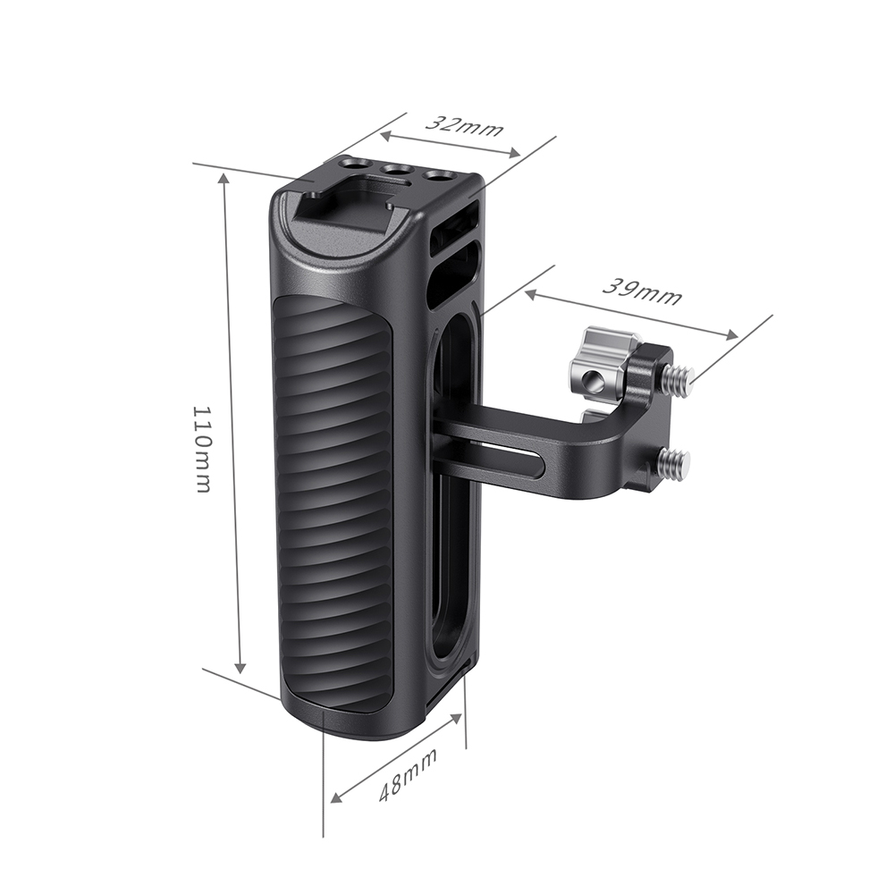 SmallRig Aluminum Universal Side Handle For Camera Cage Featuring Two 1/4" Thread Holes With 18mm Distance On The Side 2425