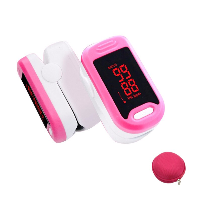 Loodom finger pulsoximeter syrgasmätare led pulsoximetrar fingertoppspulsoximetrar dedo pulsmätare: Rosa och rund låda