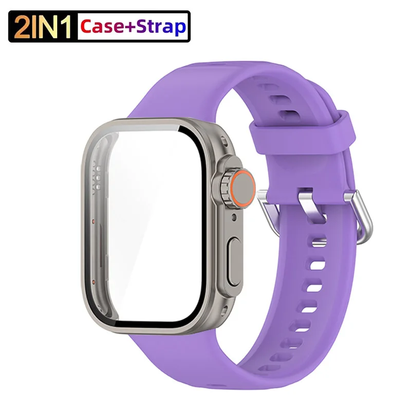 Correa de silicona para Huawei Watch Fit 3 Band con funda protectora de pantalla mejorada a Ultra2 funda para Huawei Fit 3 accesorios de muñeca: Luz Rosa Blanco