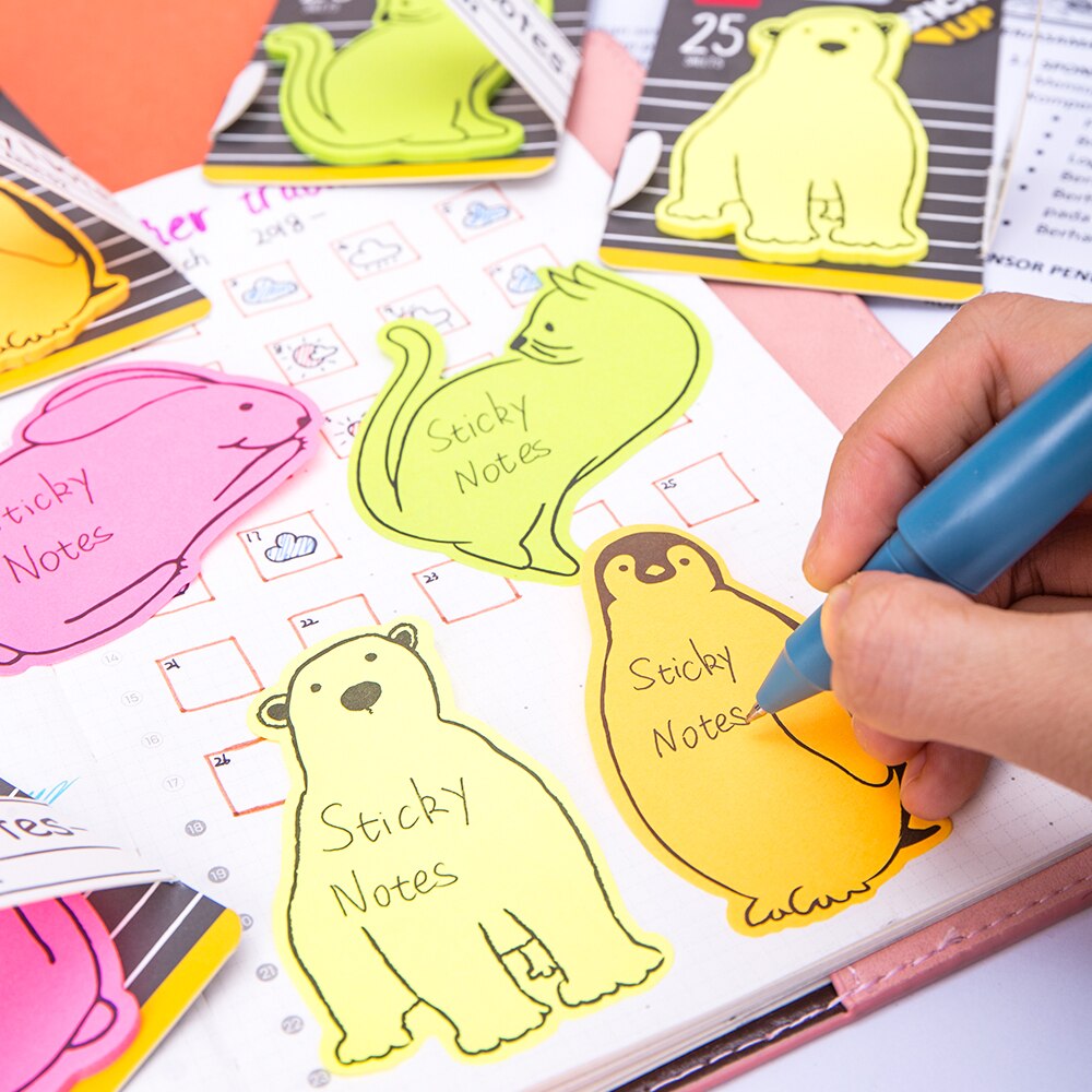 Deli Fancy Sticky Notes kawaii memo pad 4Bags/Lot animal School Supplies Stationery Planner Post paper stickers EA55102