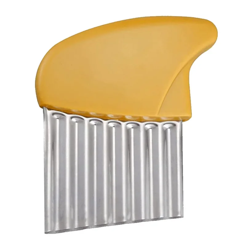 Cortador de patatas fritas de acero inoxidable, masa, frutas y verduras, cuchillo de cocina ondulado, cortador, picador, herramientas para hacer patatas fritas, Gadget: Morado
