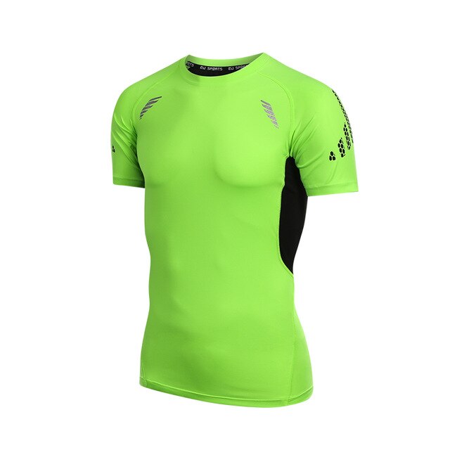 EURunning T-Shirts Men Breathable Quick Dry Fit Sport Training Exercise T Shirt Men Compression Tights Gym Shirts Sport Top Tees