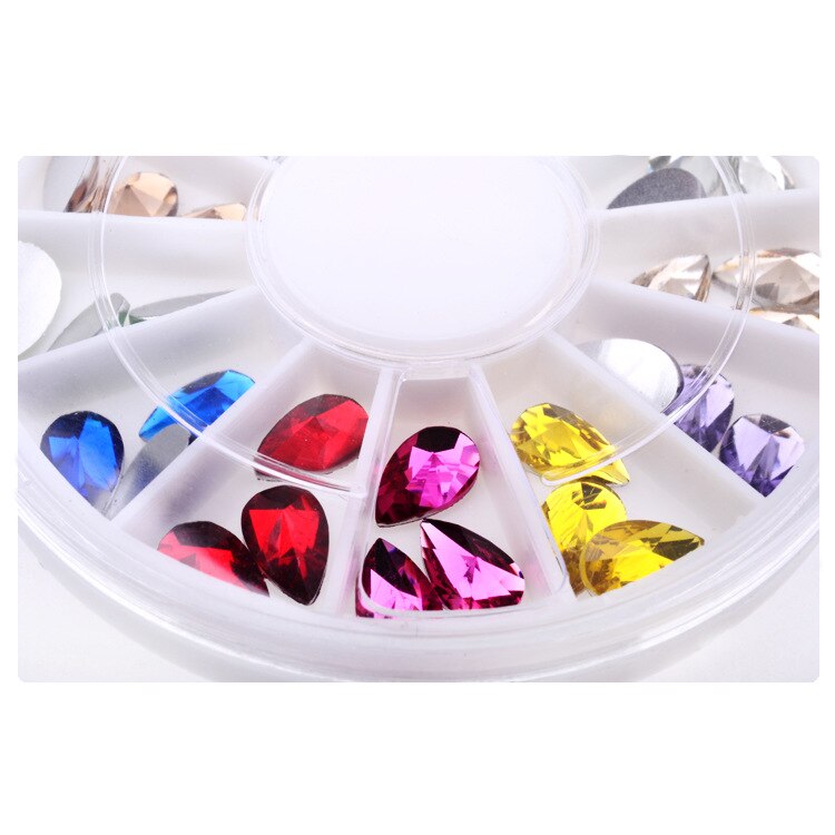 36 Stks/doos 3D Nail Art Diamant Strass Acryl Water Wiel Voor Nail Tips Decorations Diy Nail Accessoires 12 Kleuren