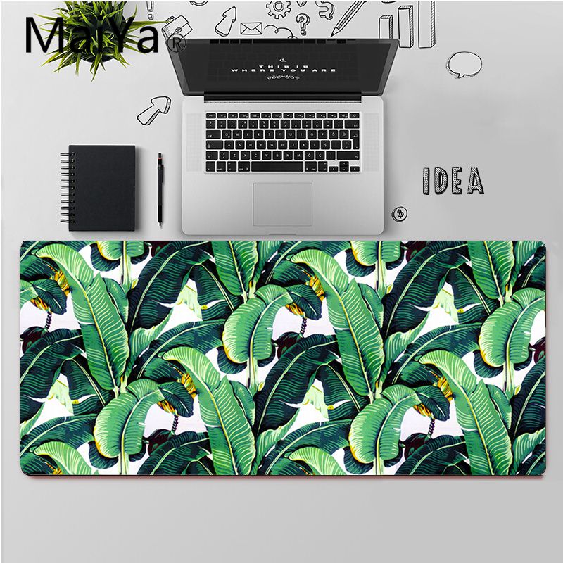 Maiya Top Banana Tree Green Leaves Palm Beautiful Anime Mouse Mat Large Mouse Pad Keyboards Mat: A3 / Lock Edge 30x80cm