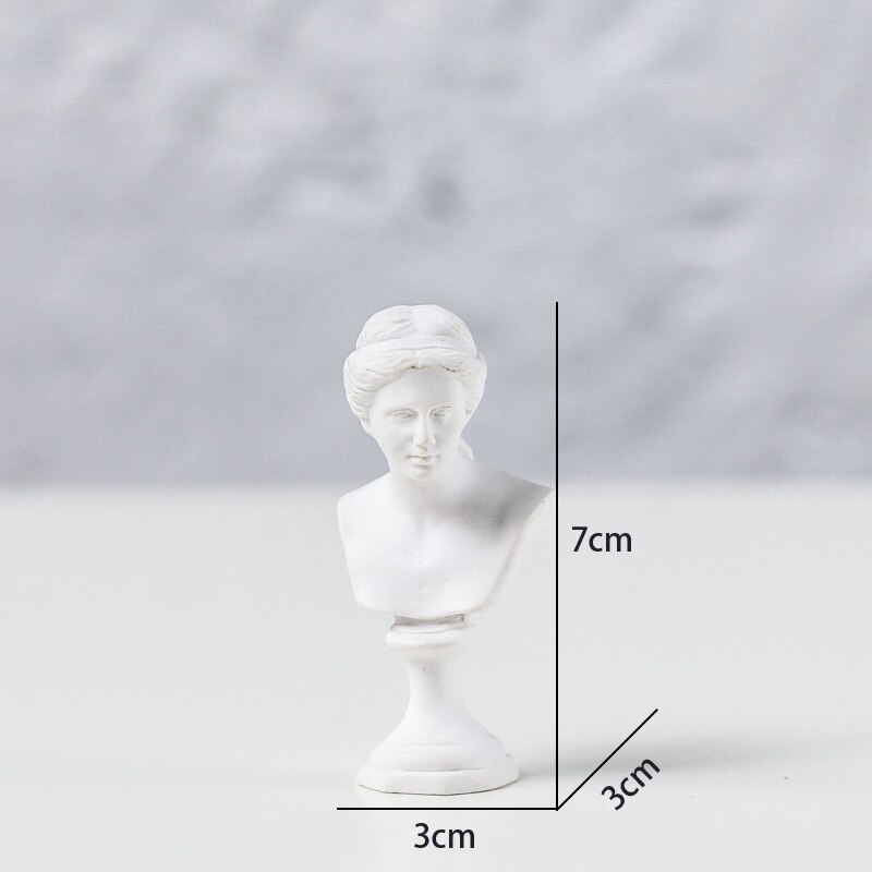 Mini berømtheder gips statue gips buste portrætter græsk mytologi skulptur tegning praksis desktop hjem ornament: Mini -3