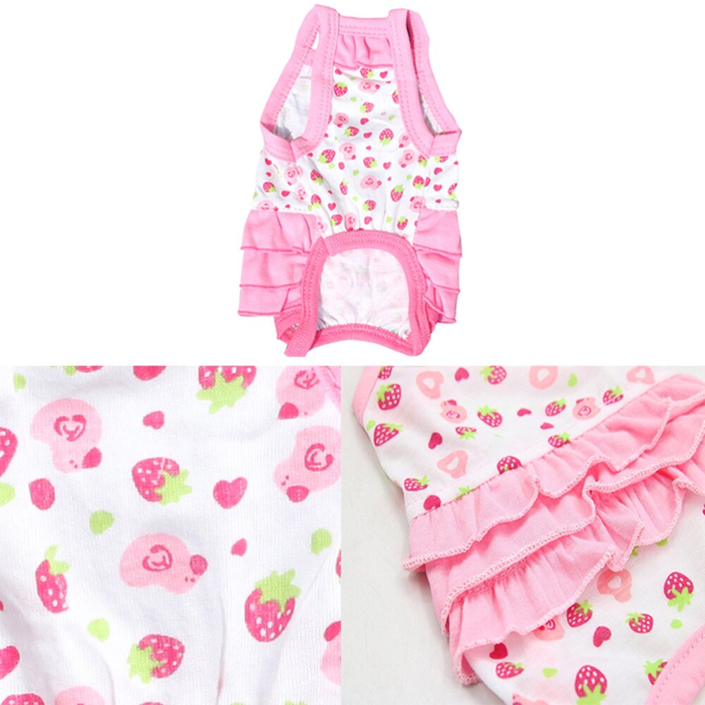 Aardbei Gedrukt Huisdier Rok Zomer Huisdier Kleding Hond Katoenen Jurk Mode Beugel Rok Dierbenodigdheden (Roze, maat Xs)