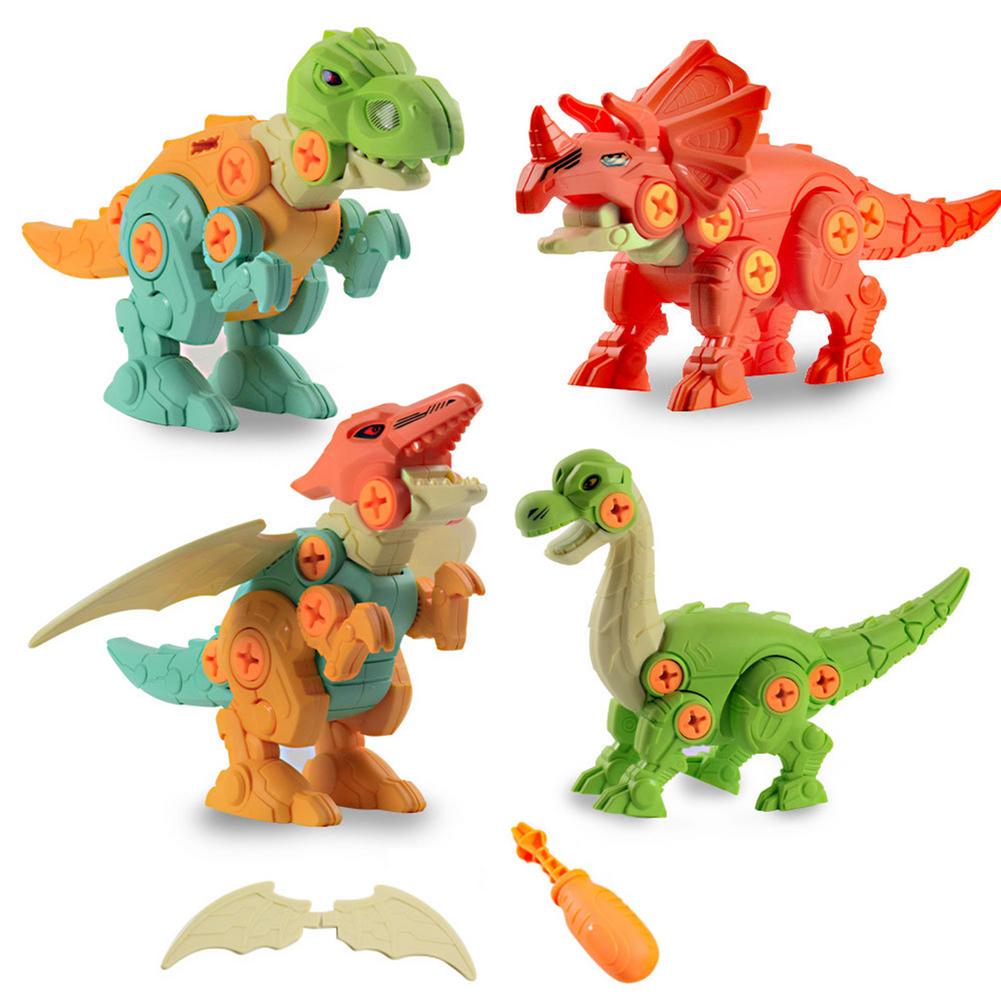 4PCS DIY Disassembly Dinosaur Toy Set Screw Nut Combination Early Educational Blocks Toys with Assemble Screw Toys for Kids