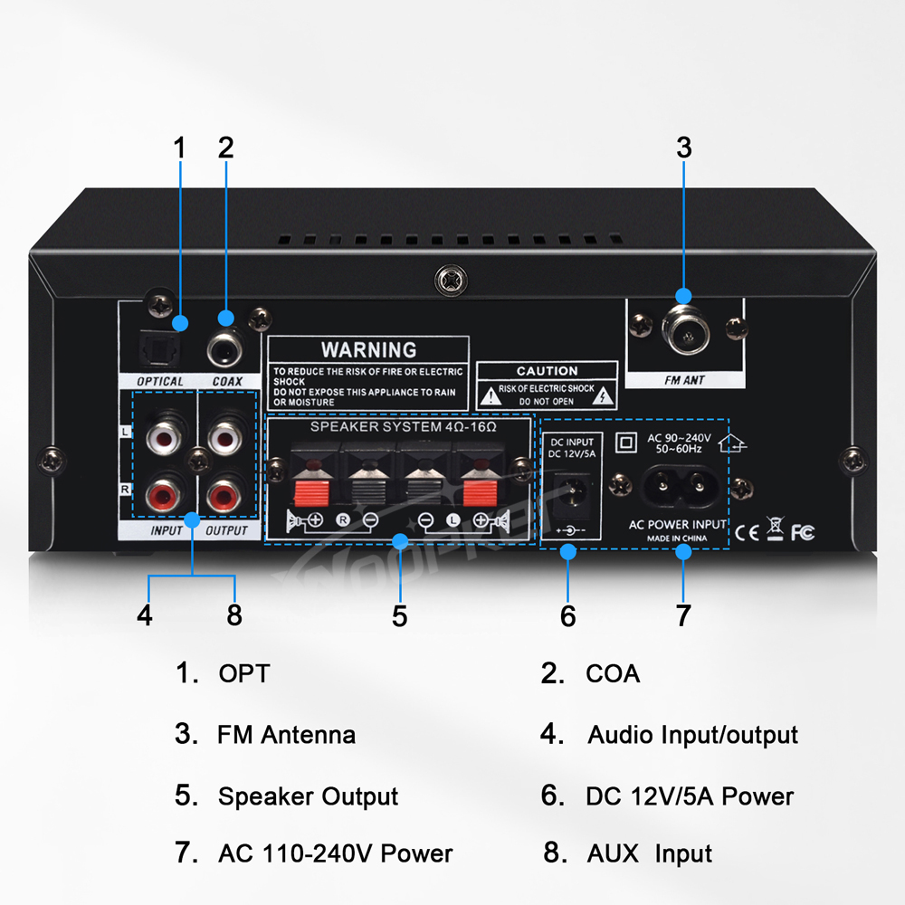 Woopker AK55/AK45 Pro/AK45/AK35 wzmacniacz dźwięku Bluetooth wzmacniacz cyfrowy do domowego samochodu Karaoke 2 kanał HiFi wzmacniacz audio FM USB