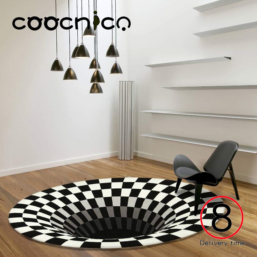 LazyChild 3D Vortex Illusion Back Rug Carpet Living Room Decoration Tapis Impression Print Bottomless Hole Decor Rugs Mat