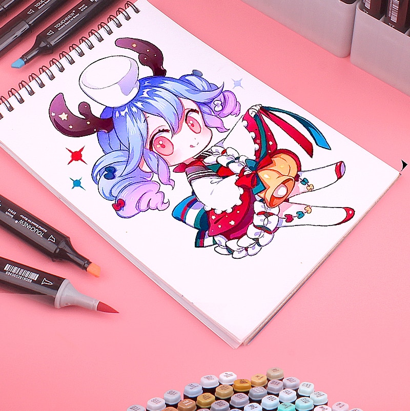 12/40/60/80 Art Markers Brush Pen Sketch Alcohol Based Markers Dual Head Manga Drawing Pens Art Supplies