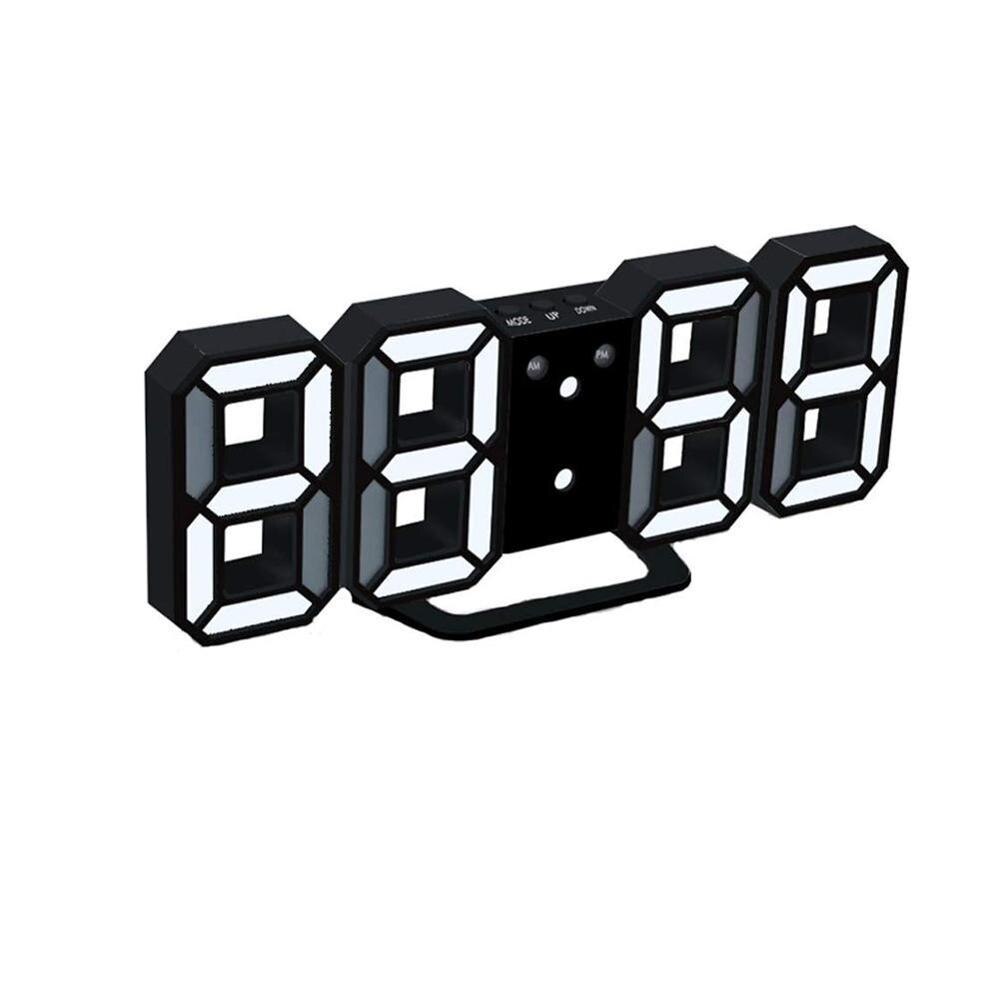 Smart 3d Digital Clock Alarm Clock Digital Wall Clock Alarm Clock Clock Electronic Large Temperature LED Clock C0T6: Black