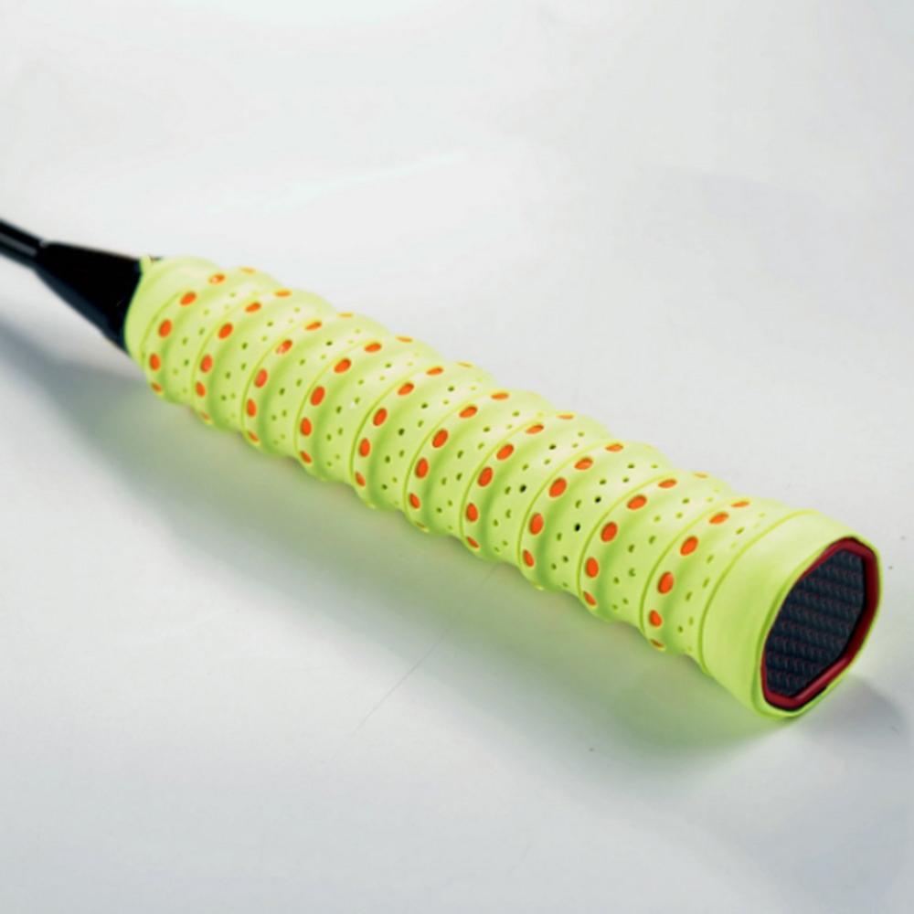 11 farver anti slip ketcher over greb roll tennis badminton squash håndtag tape badminton ketcher svedbånd: Fluorescerende gul