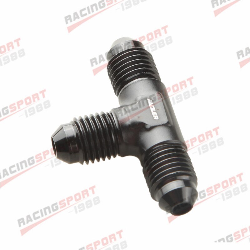 -4 AN AN4 Male To Male Flare Tee Fitting Adapter Aluminum Black