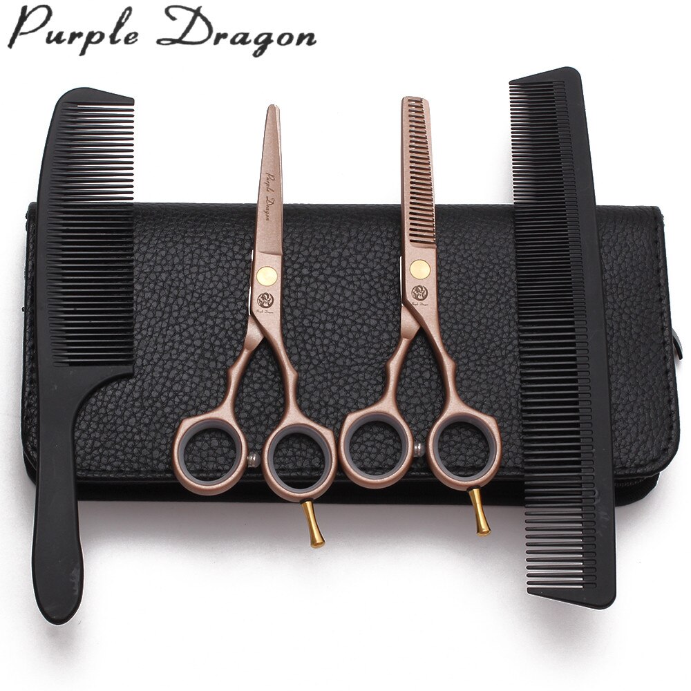 Z1104 5.5" 16cm JP Purple Dragon Rose Gold Scissors For Hairdresser Cutting Shears Thinning Scissors Hair Scissors