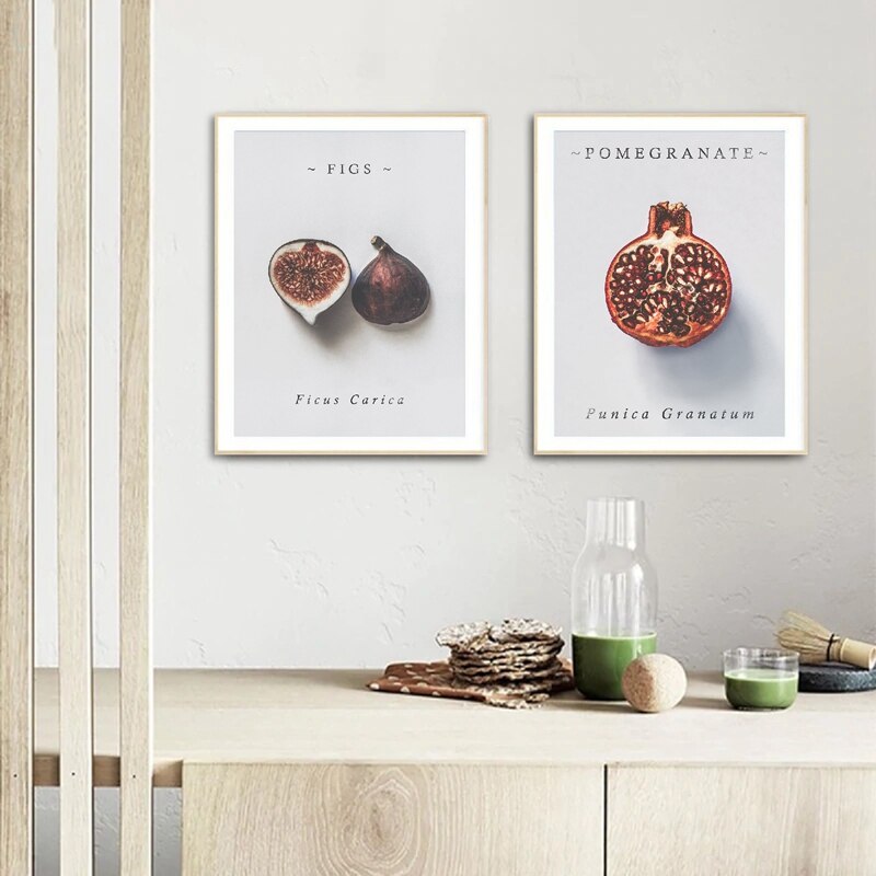 Farmhouse Kitchen Wall Art Posters and Prints Fig Pomegranate Garlic Mushroom Painting Picture Kitchen Gallery Wall Decor