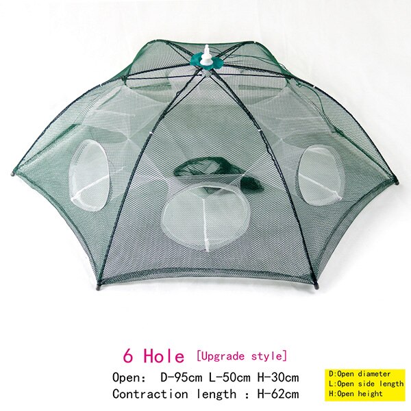 Newest Fish trap 4/6/6/12/10/16/20 Holes Automatic Folding Fishing Net Carp Shrimp Crab Baits fish Fishing Equipment: 6 Holes SJ