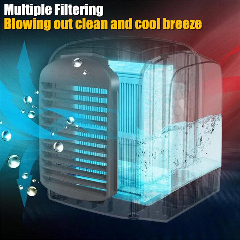 USB Water-cooling Air Conditioning Fan Purifying Air Humidification Cool Wind Three-speed Adjust Fan Soft Light Strong Wind Fan