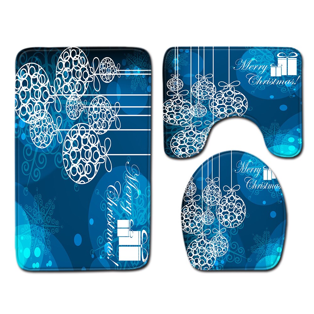 Kerstbadmat toilet driedelige set vloer thuis antislip voering schuim duurzame hoes douchematten badmattenset: Q190705-a043 / 5080cm