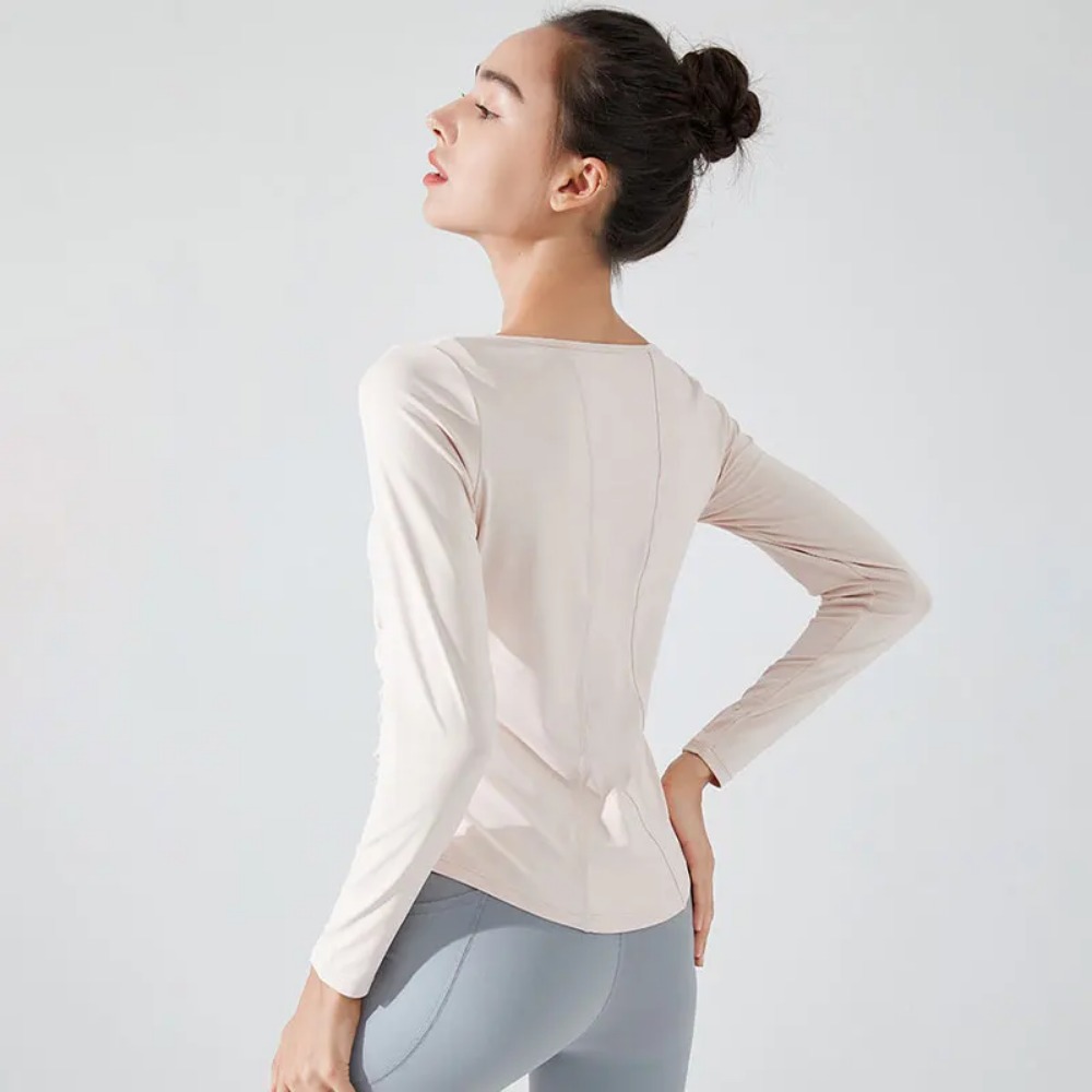 Stown-ropa deportiva para culturismo, camiseta de manga larga para gimnasio, Fitness, ropa de mujer con agujero para el pulgar, Top plisado adelgazante para Pilates y Yoga