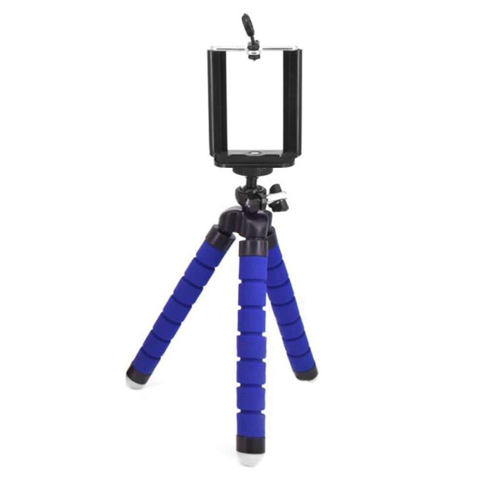 Mini Tripod Portable Multifunctional Sponge Flexible Tripod With Phone Clip For Selfie Mobile Phones Lightweight Camera: Blue