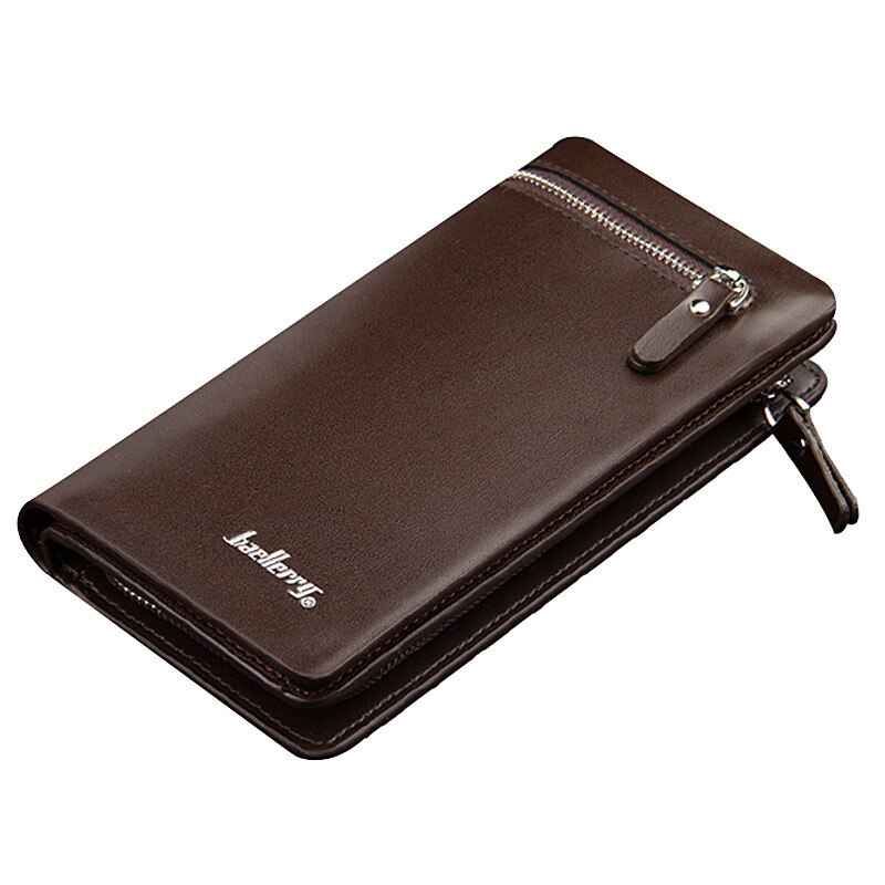 Homens carteira De Couro Carteiras Dos Homens de Negócios Marca dos homens Longo de Couro Com Zíper Carteira titular do Cartão Bolsa Da Moeda Da Embreagem carteira masculina: COFFEE
