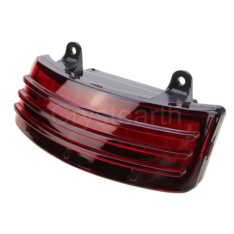 For Harley Touring Street Glide Road Glide Smoked Red Tri-Bar LED Rear Tail Brake Fender Tip Light