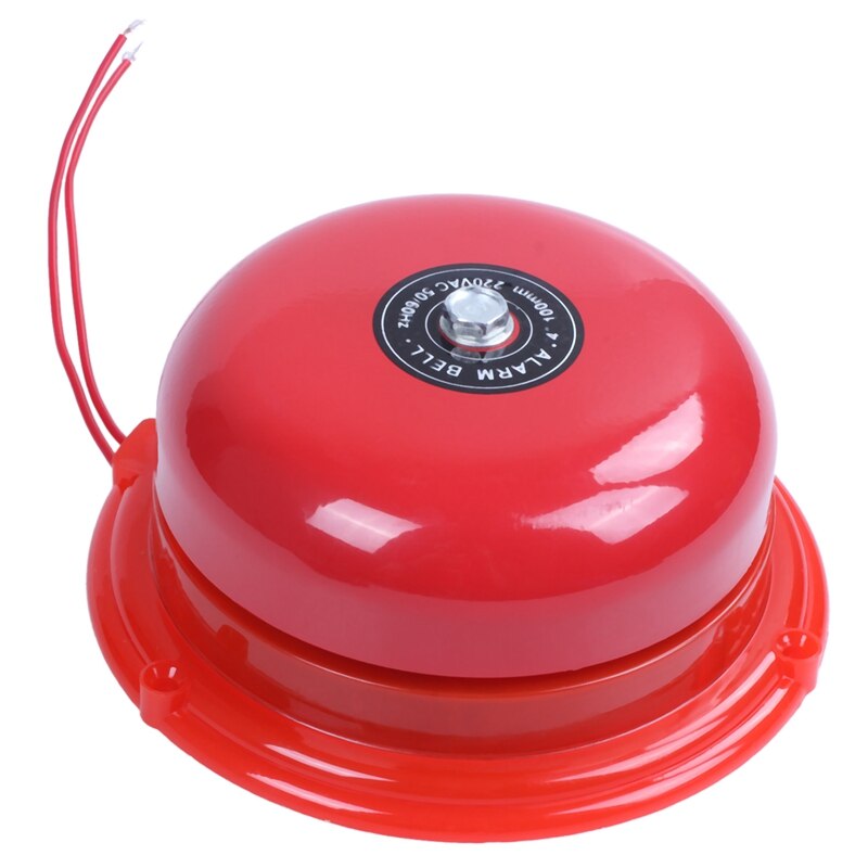 -AC 220V 100mm 4 inch Dia Schools Fire Alarm Round Shape Electric Bell Red: Default Title