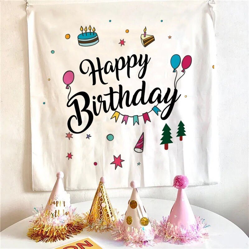 happy birthday wall decorations Tapestry wall hanging party bedroom tapestry decoration wall cloth bedroom hanging wall tapestry