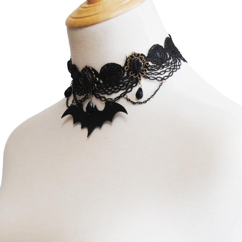 Collar Retro de encaje Simple para mujer, collar de encaje para mujer, collar de encaje para mujer, joyería de Halloween, ,