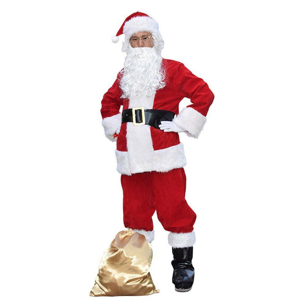 Mens Santa Claus Full Costume Festive Father Christmas Xmas Fancy Outfit Dress