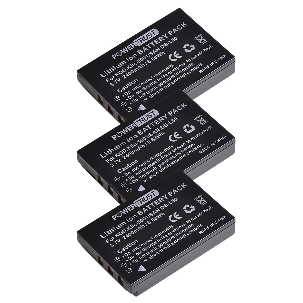 KLIC-5001 DB-L50 Battery + LED Charger for Sanyo DB-L50 Kodak P850 Z760 DX7590 DX7630 Zoom Sanyo DMX-FH1 FH11 HD1000 HD2000: 3 Battery